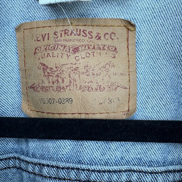 Levi Strauss & Co Mens X Large Vintage Denim Trucker Jacket Blue Made‎ in Mexico - Picture 4 of 12